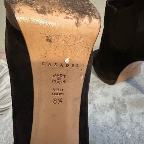 Casadei Browns Suede Ankle Boots Platform Heeled Size 8.5 - Picture 7 of 11